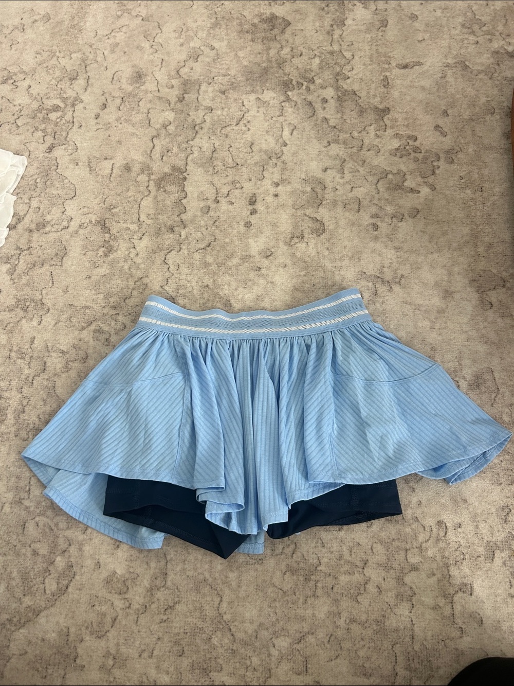 Free People Light Blue Layered Flowy Skirt with Navy Undershort